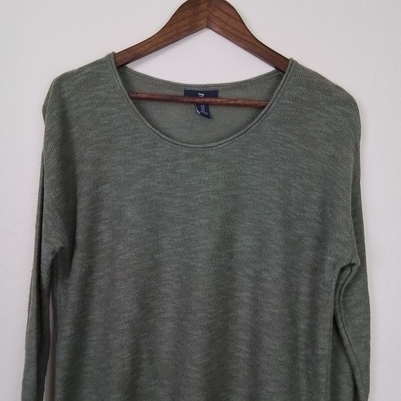 GAP Womens Sweater Tee Small Green Cotton Blend Pullover Long Sleeve Scoop‎ Neck - Picture 2 of 12